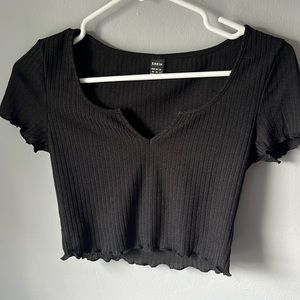 Black notch neck crop top
